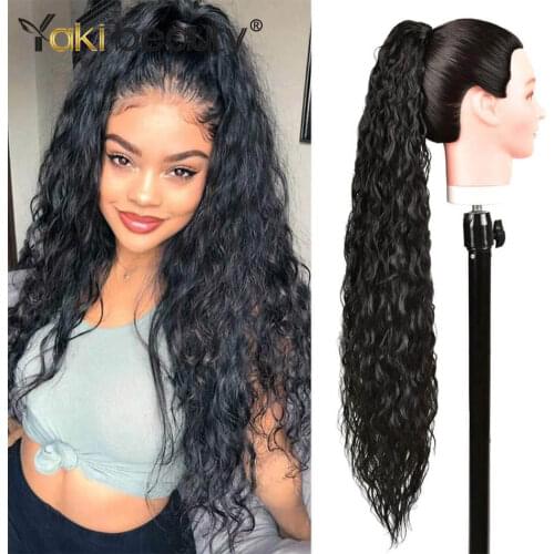 30inch Synthetic Ponytail Corn Wave Hairpiece Wrap Drawstring with Clip Hair Extension By YAKI BEAUTY For Women