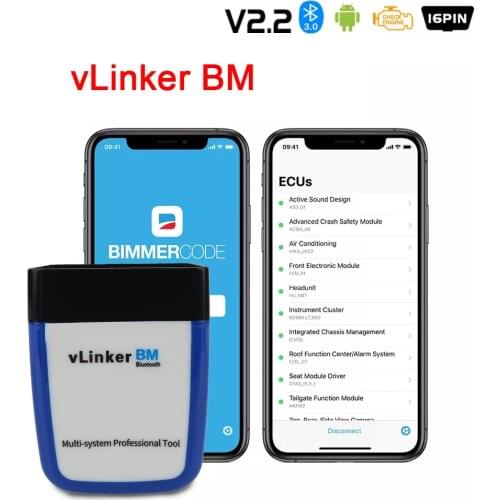 VLinker BM+ ELM327 V2.2 Car OBD2 Scanner Diagnostic Tools Bluetooth Code Reader Accessories For BMW F30 F10 F20 F11 X5 Serie 1 3
