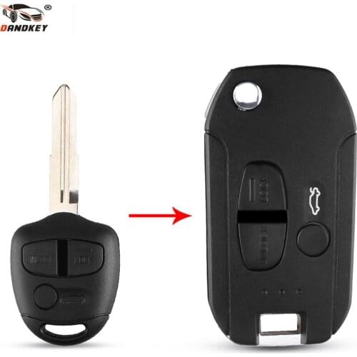 Dandkey 3 Buttons Folding Flip Remote Key Case shell Fob For MITSUBISHI Grandis Pajero Lancer EX Fob replacement (right groove)