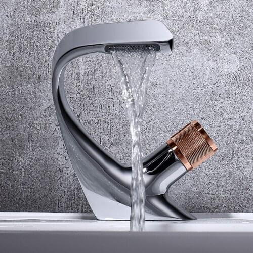 Basin Faucet Bathroom Sink Tap Brass Rose gold New single lever bathroom brass water mixer crane