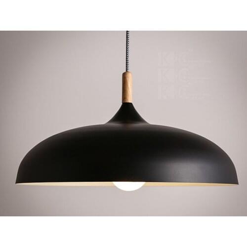 Modern Dia 45cm Black/White Pendant Light Wood And Aluminum Lamp Restaurant Bar Coffee Dining Room LED Hanging Light Fixture
