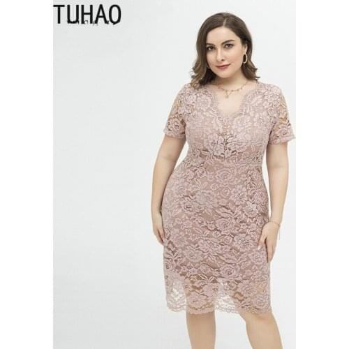 TUHAO 2020 High Quality Women Mother Mom Plus Size 4XL 3XL Women Elegant Sexy Lace Dress Sexy Party Nightclub Dresses WM75