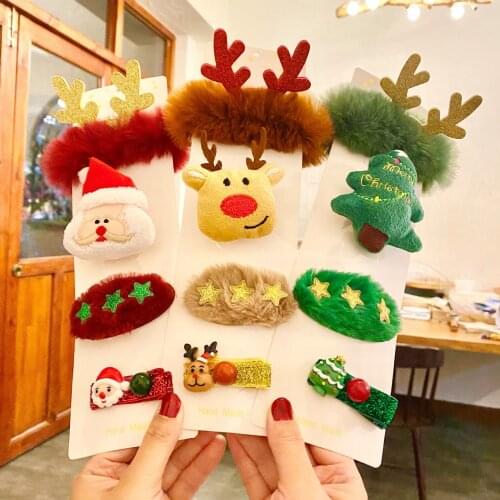 Hot size big size santa claus hairpin elk Brooch Christmas tree hair accessories Christmas gifts hair clip rubber band wholesale