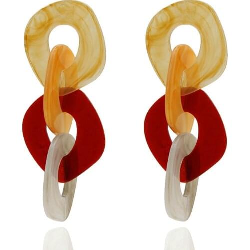 Statement Acrylic Long Drop Earrings Brincos Vintage Big Resin Geometric Chain Link Dangle Earring For Women Fashion Jewelry