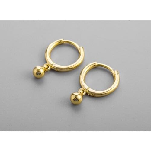 925 Sterling Silver Bead Hoop Earrings for Women Smal[l Round Ball Pendant Earrings Jewelry