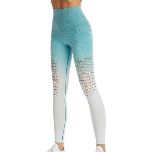 Shi Nuoxuan Ladies Yoga Pants Gradient Hollow Fitness Pants Skinny Enlarged Breathable Sports Pants