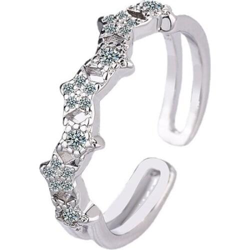 Fashion Women Ring 925 Silver Jewelry with Zircon Gemstone Open Finger Rings Ornaments for Wedding Promise Party Gift Wholesale