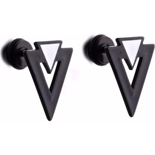 Fashion Triangle Stud Earring Oil Drop Ear Stud Punk Stainless Steel Ear Piercing Jewelry for Teens Men Women 1 Pair