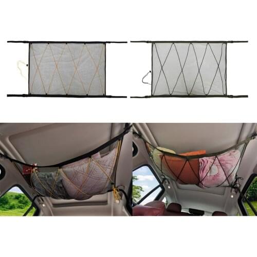 1 Piece 90x65cm Stretchable Car Roof Ceiling Pocket Mesh Bag Pouch for Jeep Van SUV
