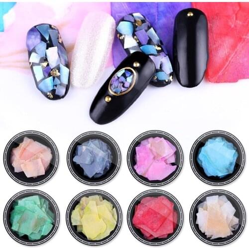 12 colors shiny shell fragments nail art multicolored broken abalone slices manicure stickers sequins nail polish accessories