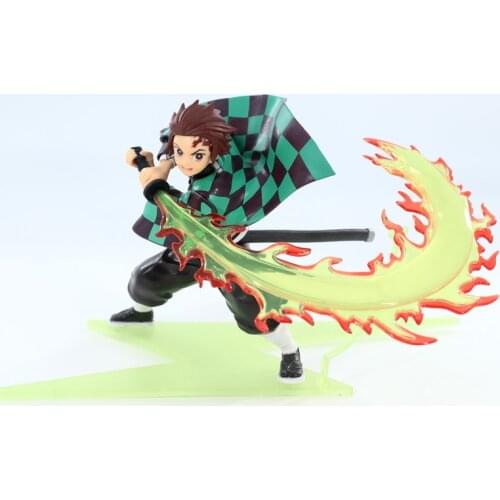 17cm Kawaii Demon Slayer PVC Japan Action Figure Model Toys Cute Combat Kamado Tanjirou Room Decor Ornaments Dolls Gift for Boys