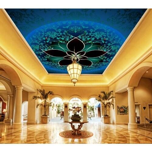 Custom 3d mural Continental bedroom living room ceilings Landscape wallpaper murals ceiling 3d wallpaper flower