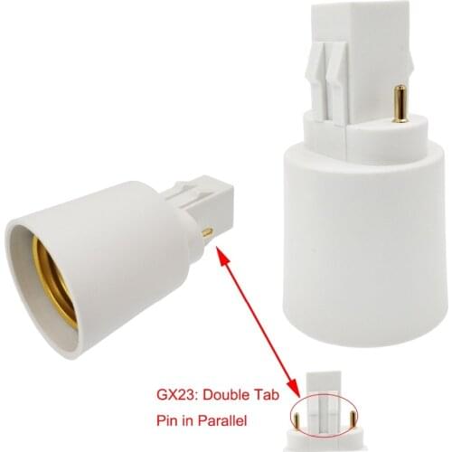 4pcs GX23-E26/E27 Lamp base converter,GX23-2 to E26/e27 Lamp base adapter 2P CFL GX23 Bulb adapter(2P in Parallel,Dual Tab)