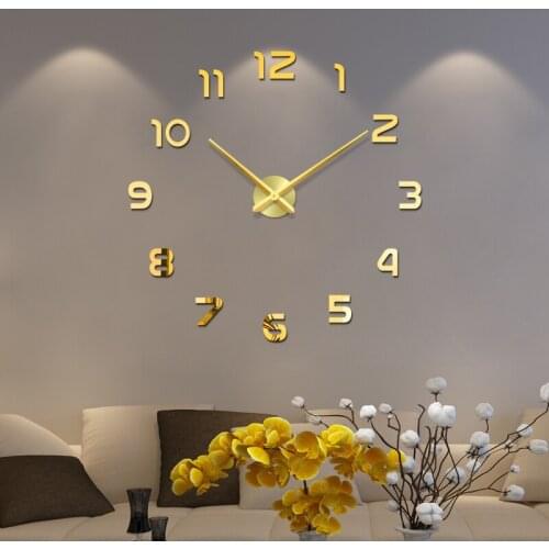 48" New Digital Watch Wall Clocks 3d DIY Clock Acrylic Digital Home Wall Clocks Decoration Stereoscopic Silent Electronic Clock