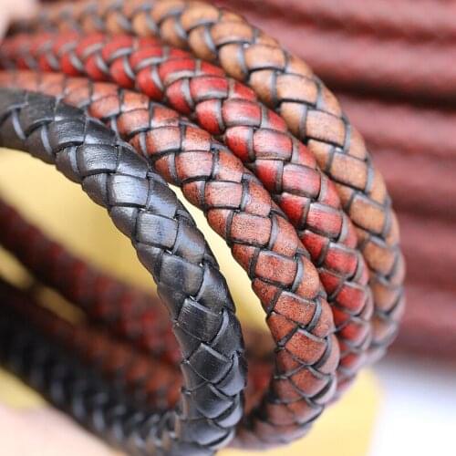 Antique 8 mm thick woven cowhide leather rope DIY manua bracelet necklace bag rope