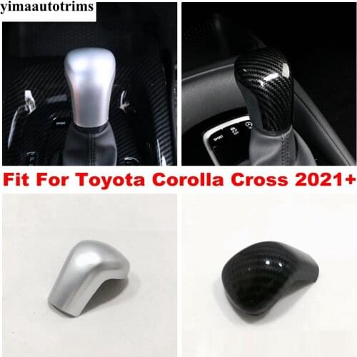 Car Carbon Fiber Look / Matte Speed Gear Shift Knob Head Cover Cap Trim ABS Interior Accessories For Toyota Corolla Cross 2021