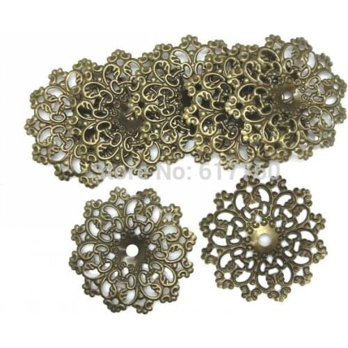 Free shipping-30Pcs Silver Tone Filigree Triangle Wraps Flower Connectors DIY Jewelry Findings 6x6cm J0002