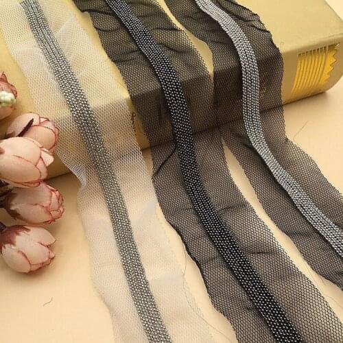 30Yards/lot Bead Chain Black Mesh Lace Trim DIY Craft Sewing Accessories Clothing Decoration Lace Fabric Fringe Beaded Lace