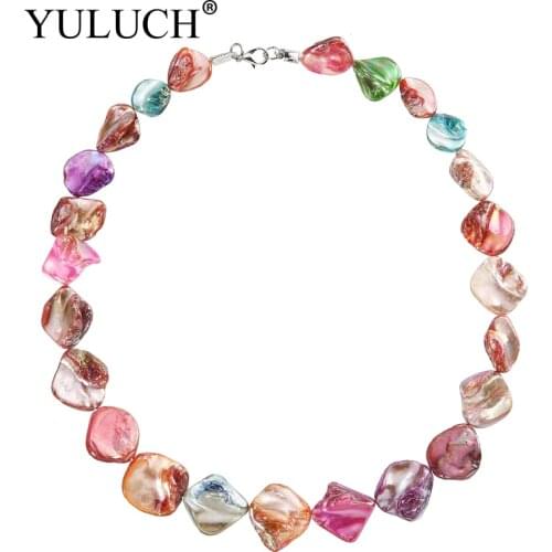 Aurora Effect Trendy Women Chain Necklaces Irregular Ocean Shell Colourful Jewelry Shining Necklace Brand Jewelry Sale YULUCH