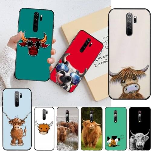 Cute funny animal Highland Cow DIY Printing Phone Case cover Shell for Redmi Note 8 8A 8T 7 6 6A 5 5A 4 4X 4A Go Pro