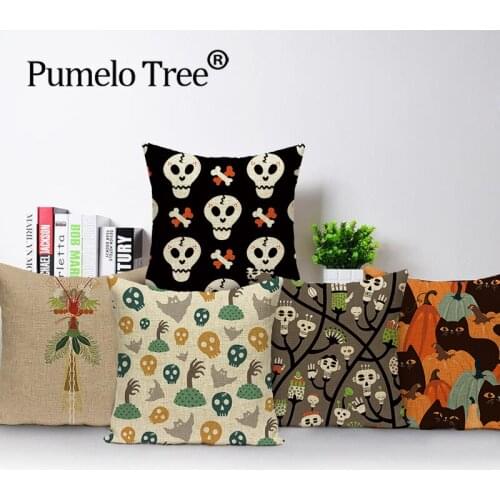 Skeleton Pillowcase Plant Print Pillow Cover Home Decor Cushion Cover Throw Pillow Cover 45x45 Car Pillow Case Sofa Decoration