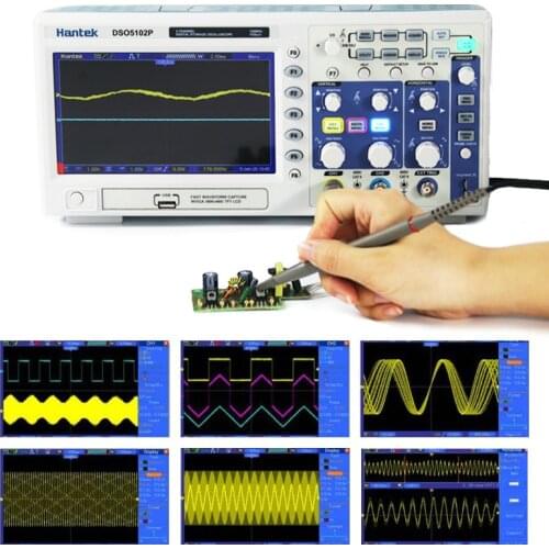 Hantek DSO5102P Digital Oscilloscope 100MHz 2Channels 1GSa/s Real Time Sample Rate USB Host Device Connectivity 7 Inch DE Ship