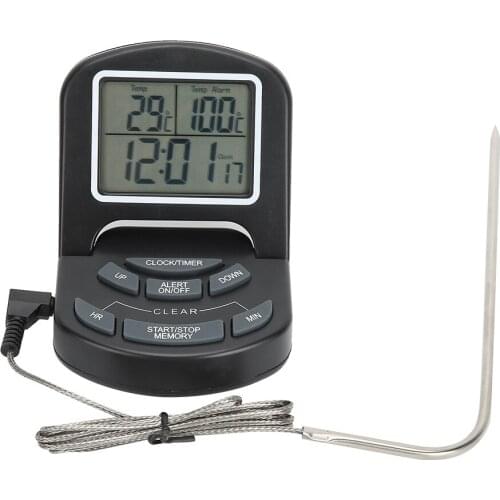 Home Kitchen Programmable Digital Cooking Food Thermometer Timer Tool with Probe 0 to 300 Celsius