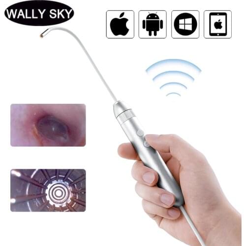 4 mm WIFI Endoscope Camera USB Digital Microscope Waterproof Borescope Flexible Hose Inspection Ear Mouth Nose Otoscope 4 LEDs