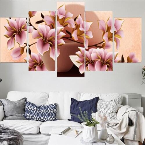 Wallpaper Frame Painting 5 Pieces Red Flower Knife Wall Art Pictures Frame Kitchen Restaurant Decoration Living Room