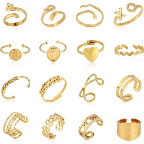 Ring For Women Statement Snake Ring Womens Punk Open Finger Gold Color Geometry Stainless Steel Rings Jewelry Gift