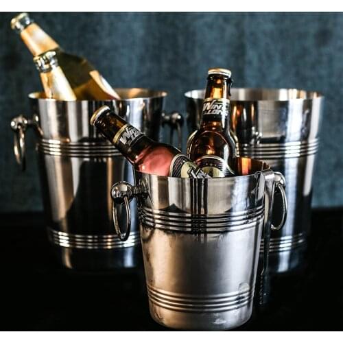 Stainless Steel Thickened Red Wine Ice-pail Cooler Box Thickening Champagne Bucket Ice Bucket Wine Cooler For Hotel Bar