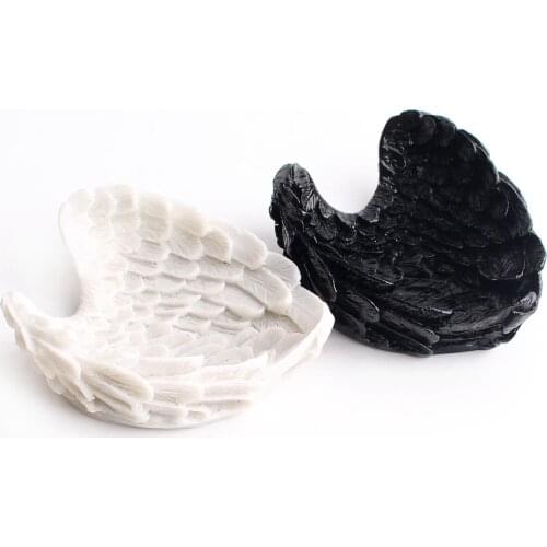 1PC Black/White Resin Base Feather Wing Accessories Container Birds nest Shaped Basket Desktop Storage Home Decoration Gift