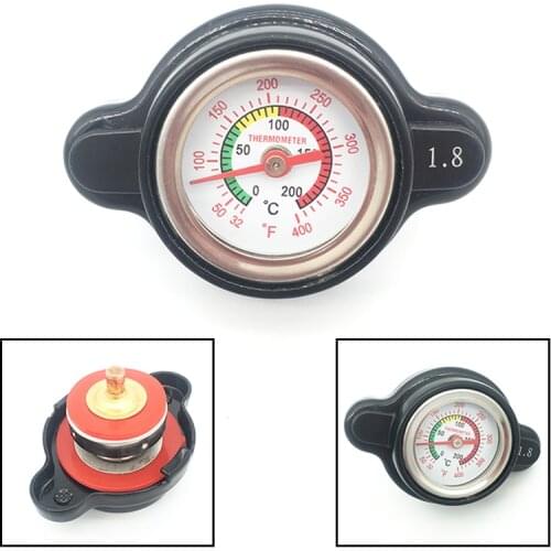 High Pressure Radiator Cap with Temperature Gauge, 1.8 Bar Radiator Cap 25.6Psi for Honda, Kawasaki, Suzuki, Yamaha