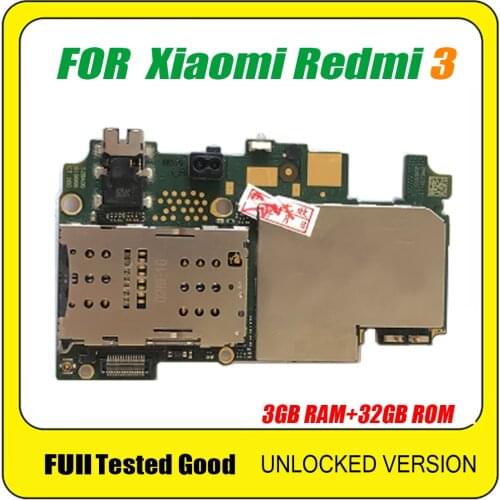 32GB For Xiaomi Hongmi Redmi 3 Motherboard Mainboard LogicBoard Original Work Well Unlocked Main Circuits Board