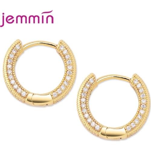 Cute Hoop Earrings for Lady Girls 925 Sterling Silver Ear Piercing Earing With Zirconia Jewelery Woman Accesories Wholesale