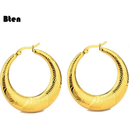 BTEN Minimalist Large Circle Geometric Round Big Hoop Earrings For Women Girl Wedding Party Stainless Steel Jewelry