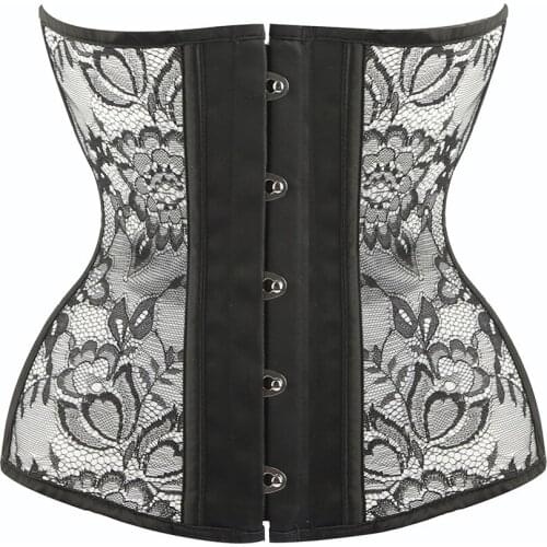 Modeling Strap Slimming Sheath Belly Floral Lace Mesh Corset and Bustier Top Women Waist Cincher Girdle Underbust Faja Colombian