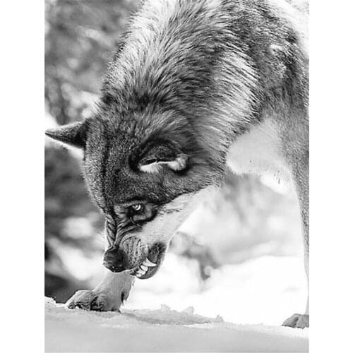 Wolf Cartoon Animal DIY 11CT Cross Stitch Embroidery Kits Needlework Craft Set Printed Canvas Cotton Thread Home Design