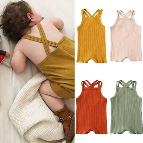 New Summer Newborn Baby Boy Girl Romper Bodysuit Sunsuit Solid Sleeveless Outfit Set Clothes