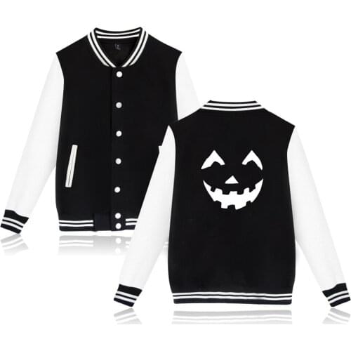 Latest fashion Halloween print men women Baseball Jacket Pocket casual Long Sleeve harajuku Hoodies Jackets Sweatshirt coat tops