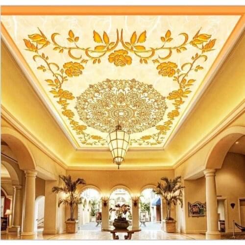 Beibehang Custom wallpaper large high-end hand-painted rose carpet pedestal ceiling living room bedroom decoration background