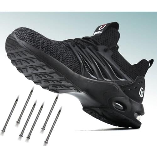 Work & Shoes Fashion Mens Shoes Fly Woven Mesh Breathable Lightweight Sports Leisure Anti-smashing Anti-piercing Safety Shoes