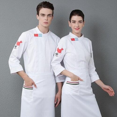 Chef Wear Long-sleeved Mens and Womens Hotel Restaurant Kitchen Cook Work Clothes Cake Noodle Master Male Female Costume H2014