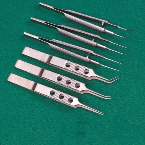 Ophthalmic microscopic forceps double eyelid forceps fat extraction straight hook 11cm round handle, ligation platform