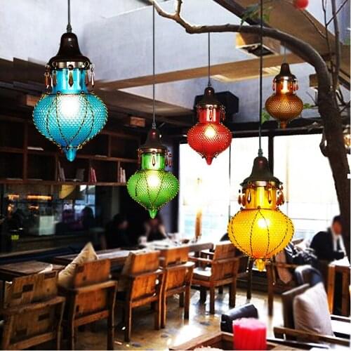 Pendant lamps light colorful pendant lights Cafe holder restaurant corridor lamp southeast simple red/yellow/blue ZA DF72