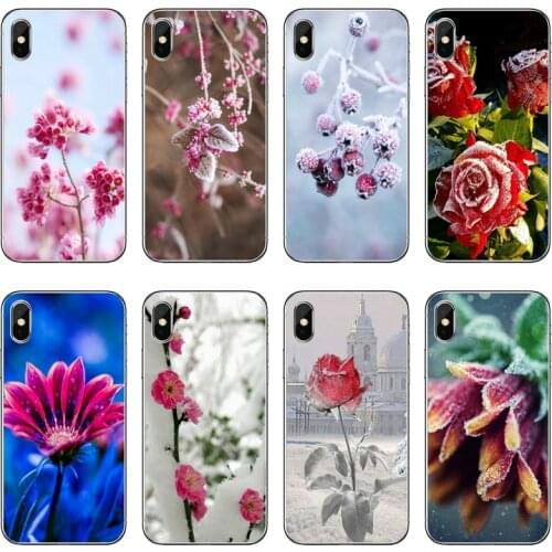 Snow winter Floral flowers Transparent Phone Case For iPhone 12 11 Pro Max Mini XS Max XR X 8 7 Plus 6 6S Plus 5 5S SE 2020