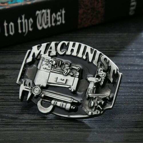 Western fashion belt buckle Zinc alloy machinery with fire fighting tools logo men smooth buckle factory wholesale suitable for