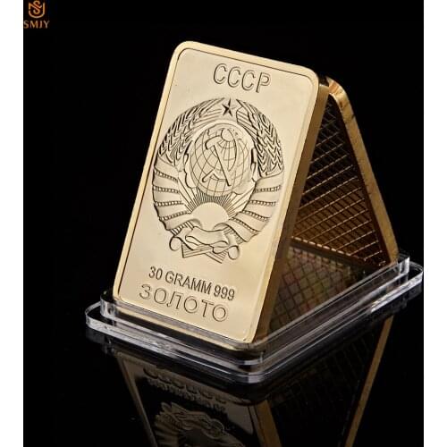 Russia USSR National Emblem CCCP 30 Gramm 999 Gold Plated Bullion Bar Mexico Map Souvenir Metal Medallion Coin Collection
