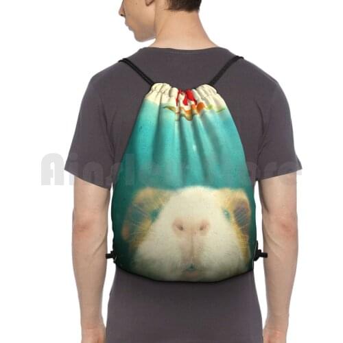 Little Sea Pig Backpack Drawstring Bag Riding Climbing Gym Bag Guinea Pig Guinea Pig Jaws Shark Cute Parody Humor