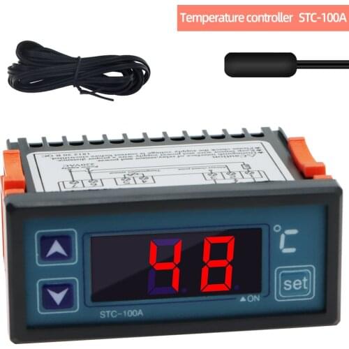STC-100A Thermostat Temperature Controller Thermoregulator Hygrometer Heat Refrigerator Cooling Regulator 2M NTC sensor AC 220V